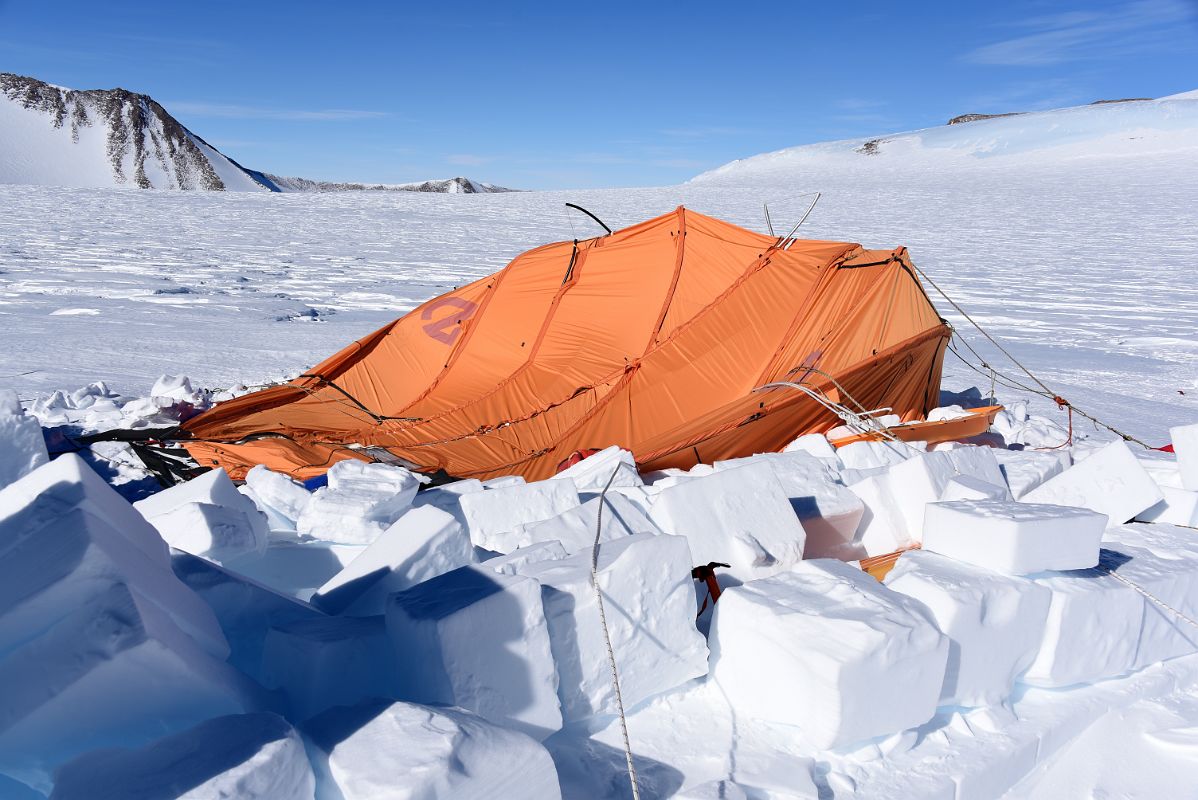 17A The Wind Flattened The Ice Wall And Mangled The Dining Tent As We Awoke To Perfect Weather On Day 8 At Mount Vinson Low Camp